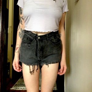 High waisted denim shorts